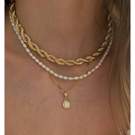 گردنبند سه لایه با آویز مروارید