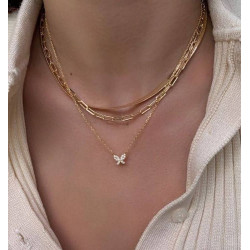 گردنبند سه لایه با آویز پروانه