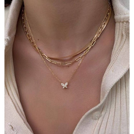 گردنبند سه لایه با آویز پروانه